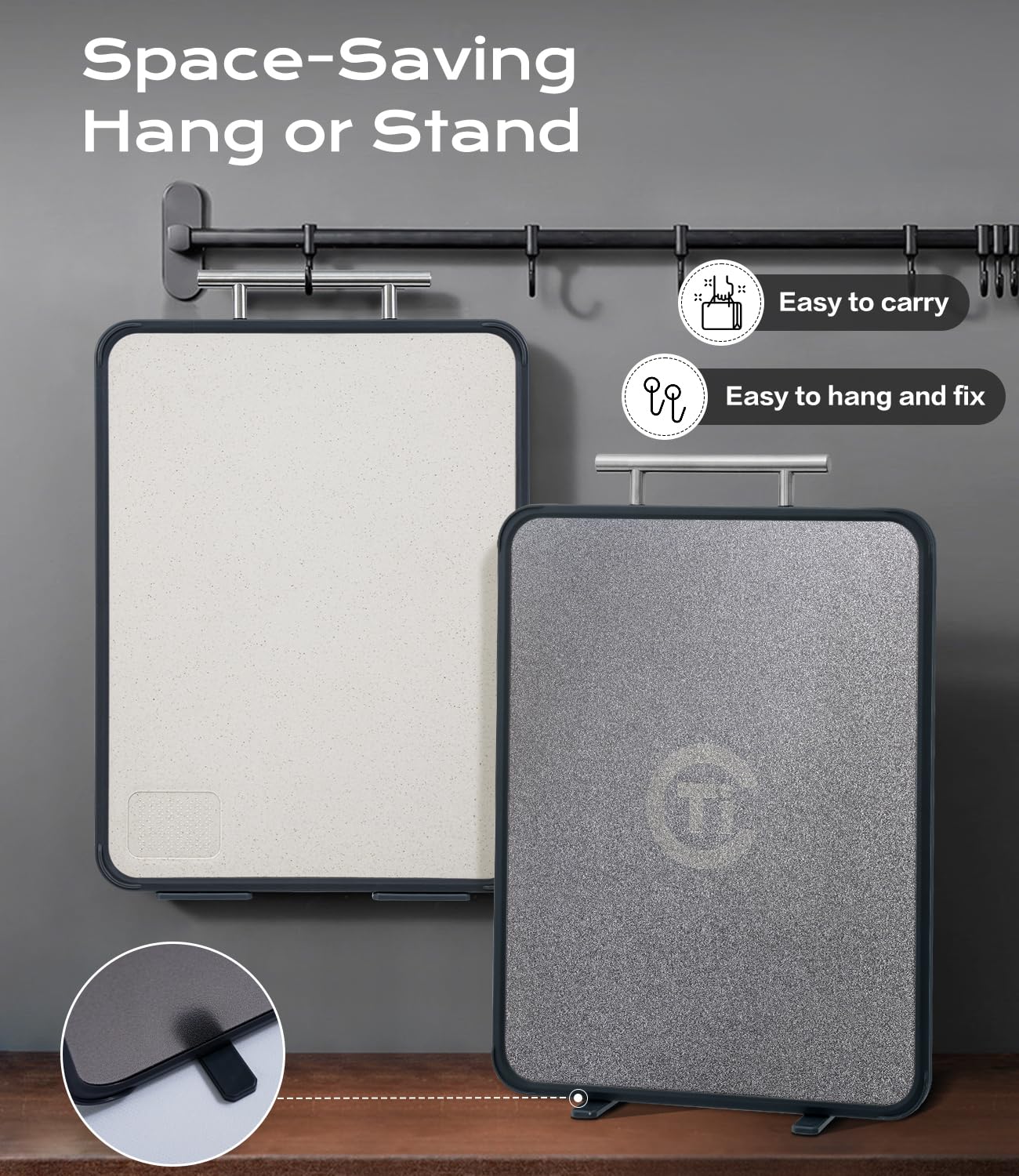 Titanium Cutting Board for Kitchen- Non Toxic Cutting Boards with Double Sided, Textured Food-Grade Pure Titanium Side for Chopping Meat, PP Side…