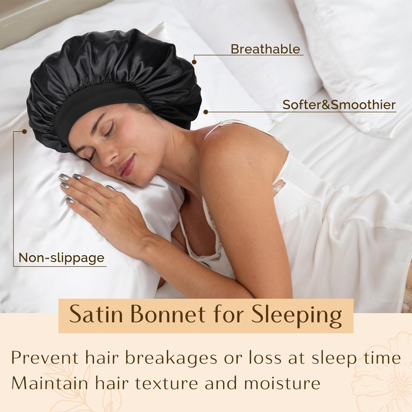 YANIBEST Soft Satin Bonnet for Men Women, Sleep Cap to Maintain Moisture Beauty and Personal Care YANIBEST