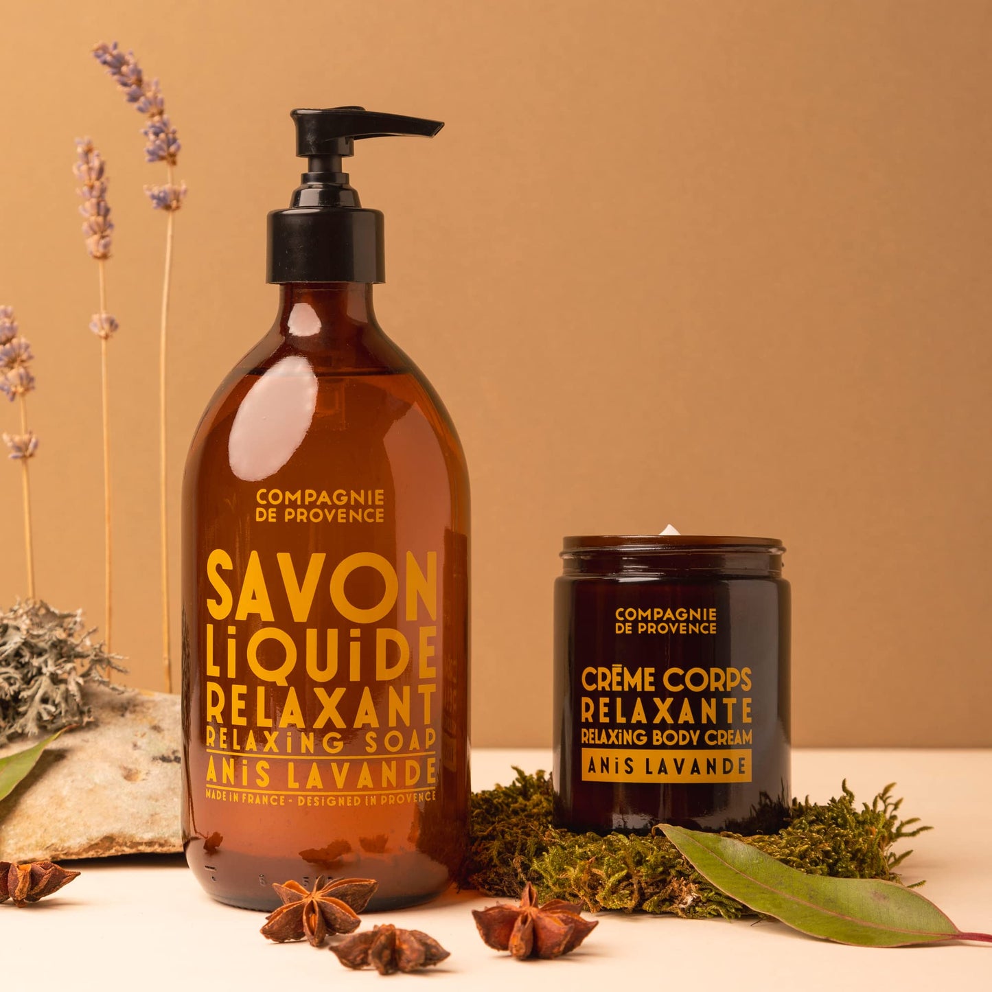 Compagnie de Provence Savon de Marseille Apothicare Liquid Soap, Anise Lavender, 16.9 Fl Oz Glass Pump Bottle and 33.8 fl oz Plastic Bottle Refill