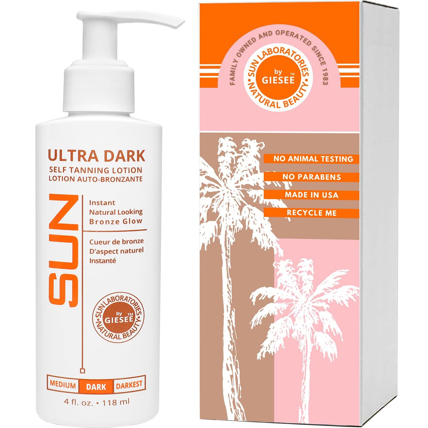 Sun Laboratories By Ultra Dark Self Tanning Lotion 4 oz - Organic Sunless Tanner for Dark Tones, Long Lasting Sun Labs Sun Self Tanner, Ideal