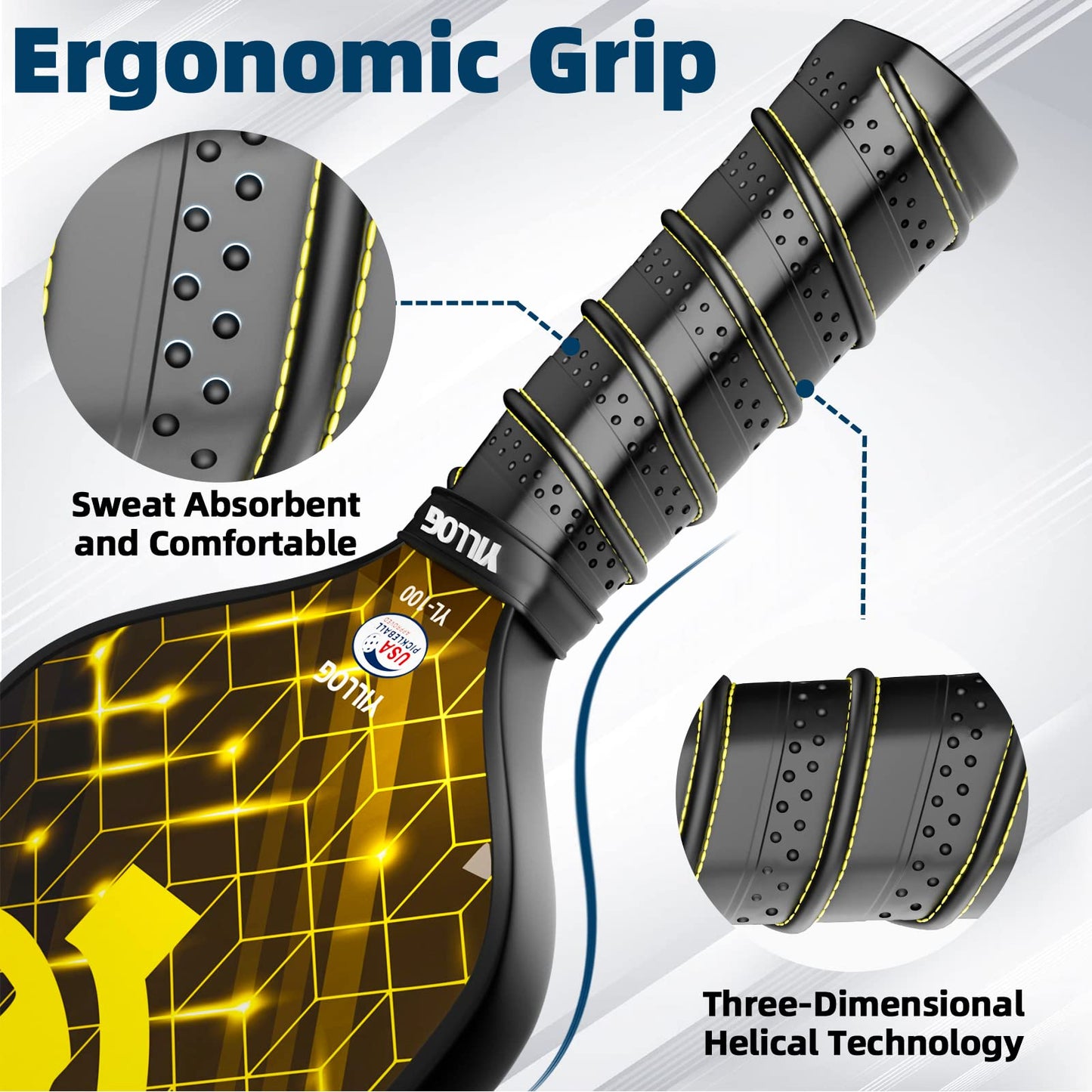 YILLOG Pickleball Paddles,USAPA Approved Pickleball Paddle Set 4,Fiberglass Surface Pickleball Set,4 Pickleball Balls,4 Cooling Towels,Bag,Pickle…