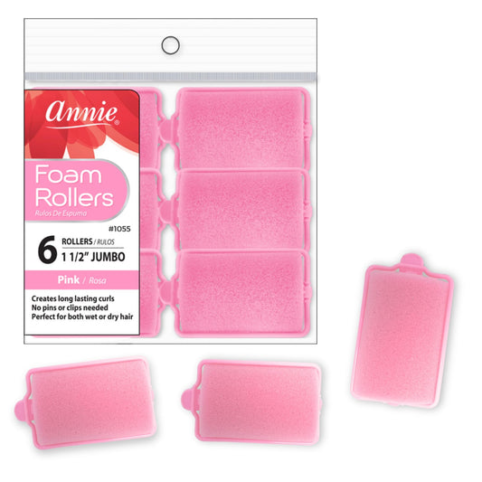 Annie Classic Foam Cushion Rollers #1055, 6 Count Pink Jumbo 1-1/2 Inch Beauty & Personal Care Annie