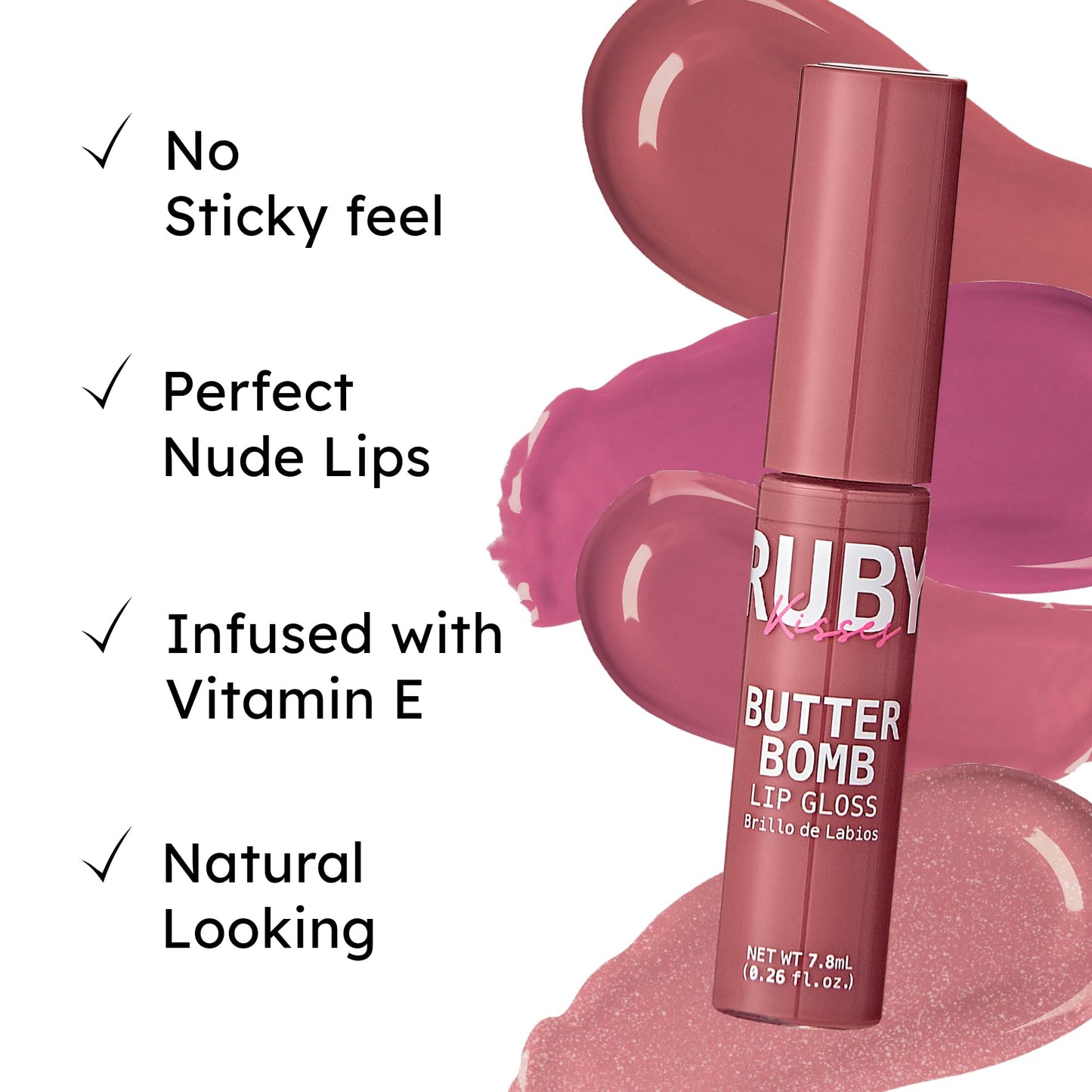 Ruby Kisses Butter Bomb Lip Gloss, High-Shine Non-Sticky Hydrating Plumping