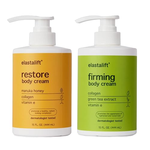Elastalift Collagen Cream + Manuka Honey Cream Body Lotion & Face Moisturizer Skin Care Bundle For Women & Men | Skin Tightening Collagen Firming