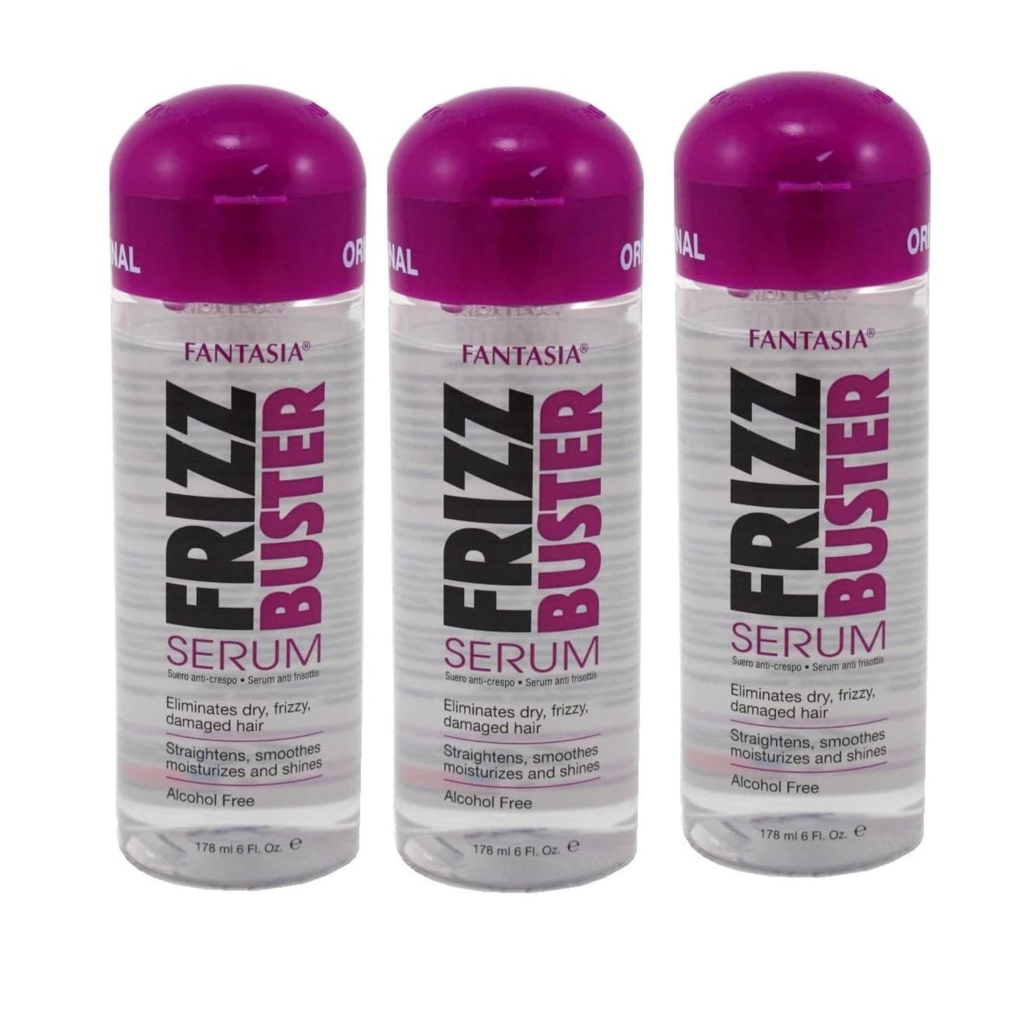 Fantasia Serum Frizz Buster 6 Ounce Bonus (177ml) (3 Pack)