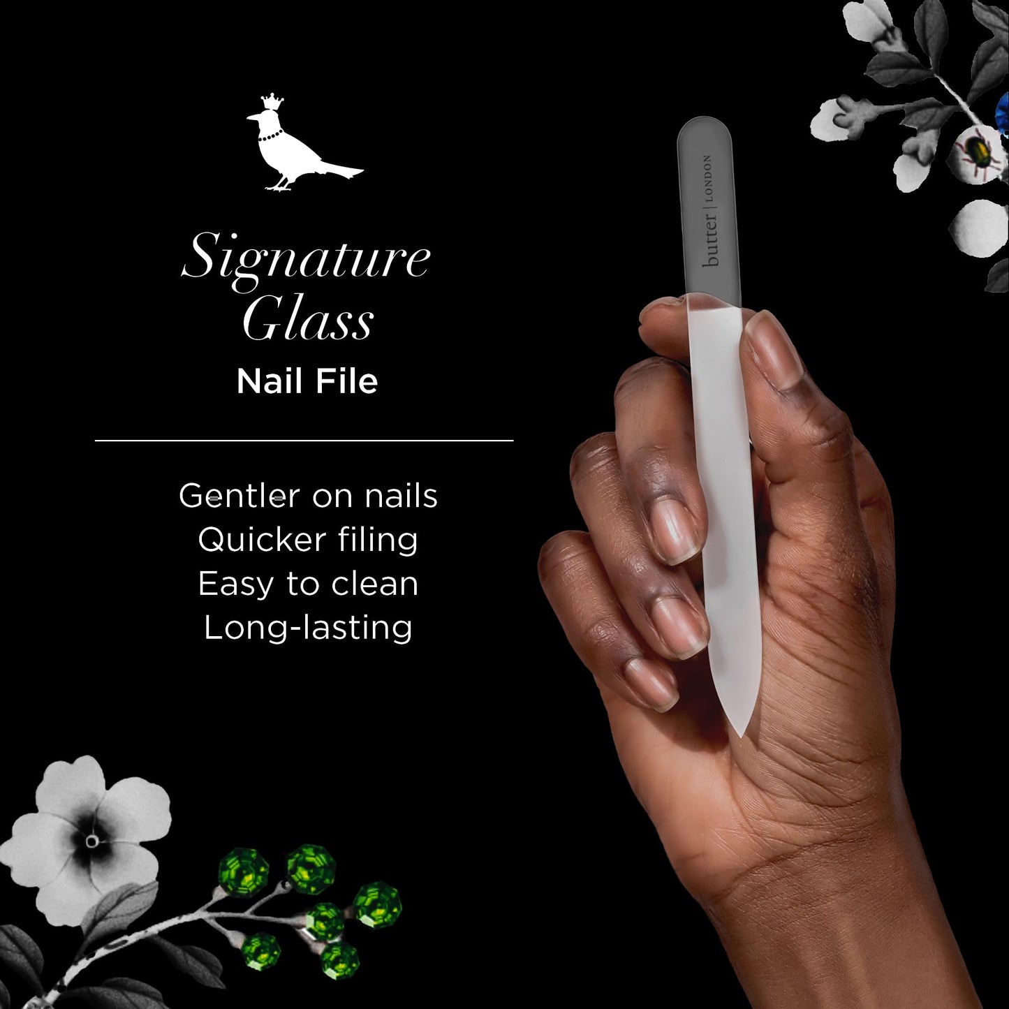 butter London Glass Nail File, Signature Glass Collection - Professional Nail Filers for Natural Nails - Salon Quality Manicure Pedicure Tool