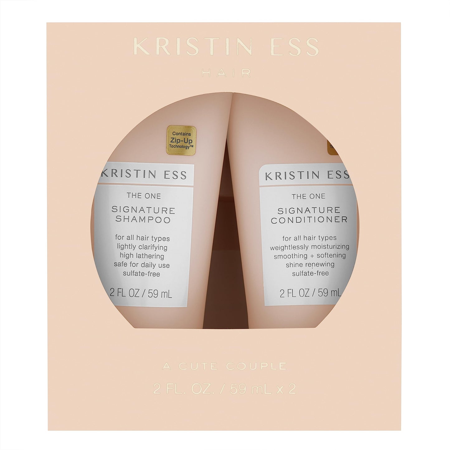 Kristin Ess Signature Travel Size Salon Shampoo + Conditioner Set for Moisture, Softness + Shine - Anti Frizz + Lightly Clarifying - Sulfate Free