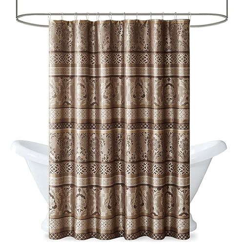 Madison Park Bellagio Taupe Shower Curtain, Transitional Shower Curtains for Bathroom, 72 X 72, Beige