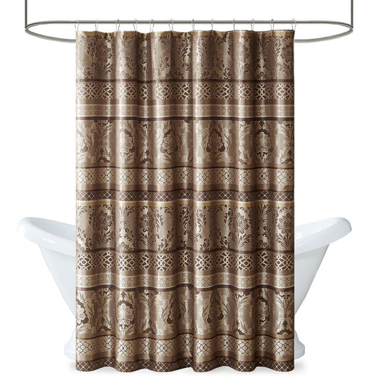 Madison Park Bellagio Taupe Shower Curtain, Transitional Shower Curtains for Bathroom, 72 X 72, Beige