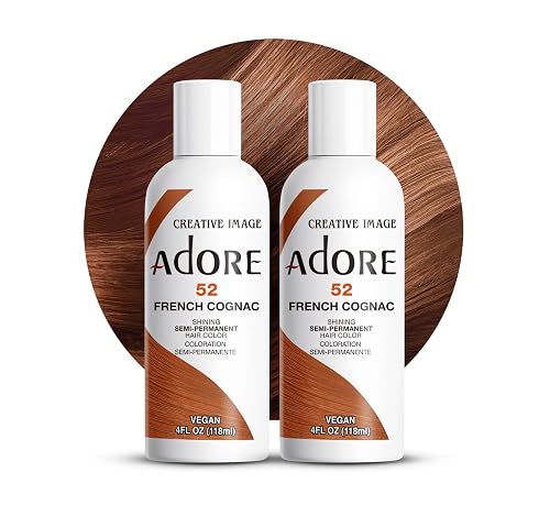 Adore Semi Permanent Hair Color (052 French Cognac) (2 Pack) | Vegan & Cruelty-Free Brown Hair Dye | No Ammonia, No Peroxide, No Alcohol | 4 Fl Oz