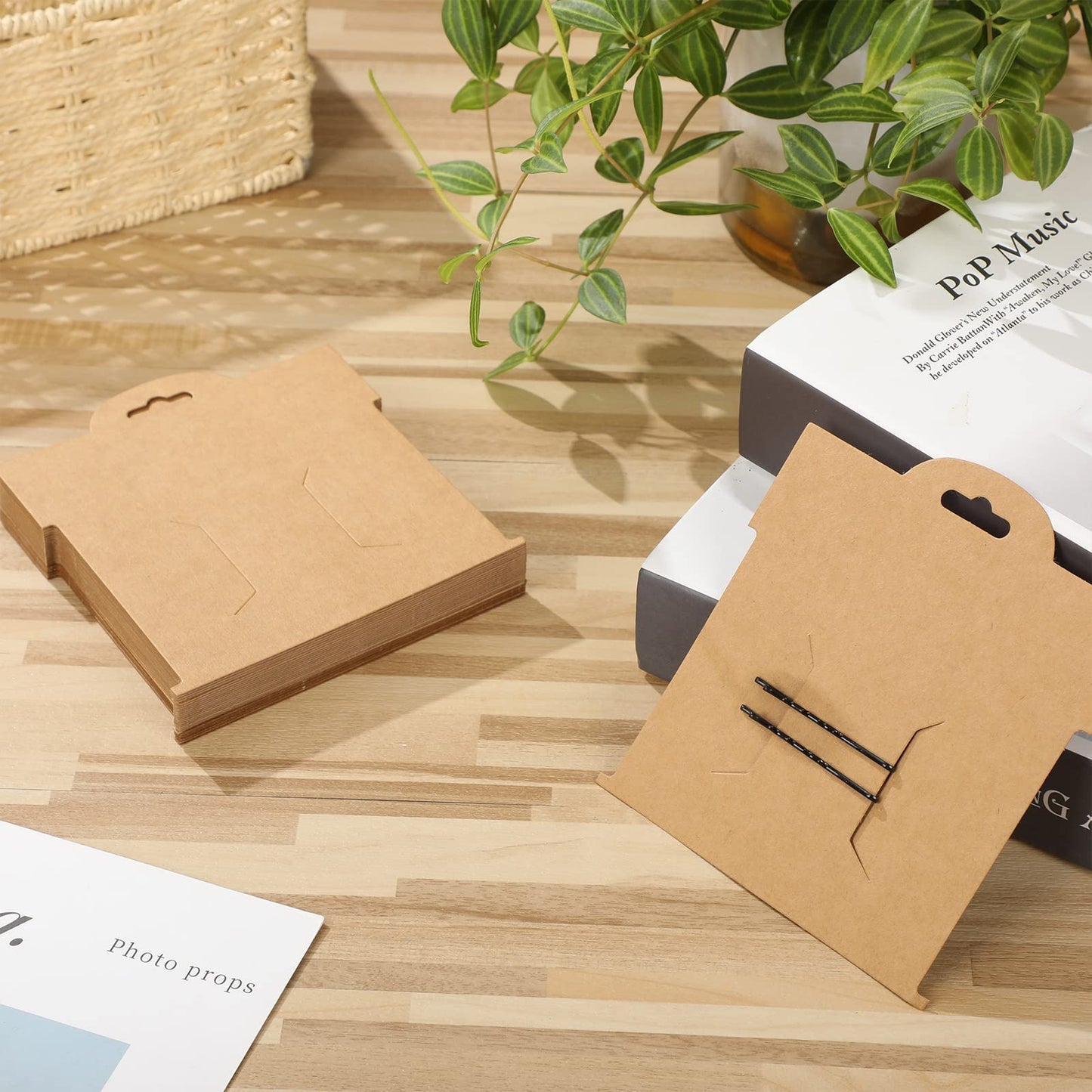 50 Pcs Hair Clip Display Cards 4.75 x 5.25 Inch Kraft Hair Bow Holder Cards Brown Bow Display Rectangular Clip Collecting Cardboard for Barrettes