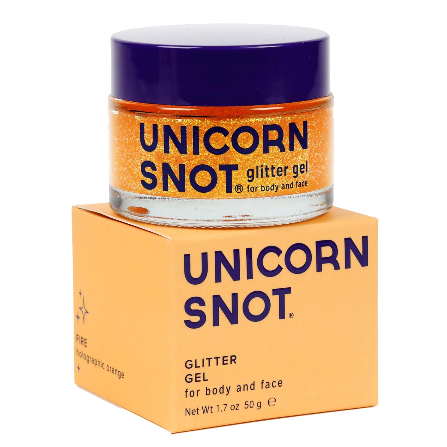 UNICORN SNOT Holographic Face Glitter & Body Glitter Gel | Hair Glitter, Vegan & Cruelty-Free, 1.7 oz Orange Glitter (Fire)