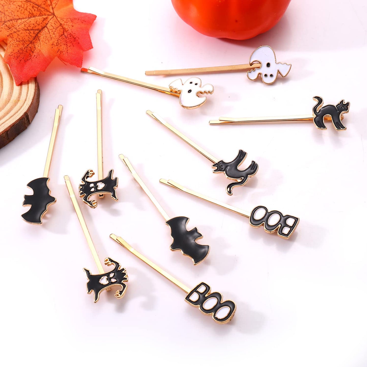 HZEYN 12 Pack Hallowen Hair Clips Spooky Ghost Spider Bat Devil Tree Bobby Pins Hair Accessories Costume Jewelry for Women Halloween Party Supplies