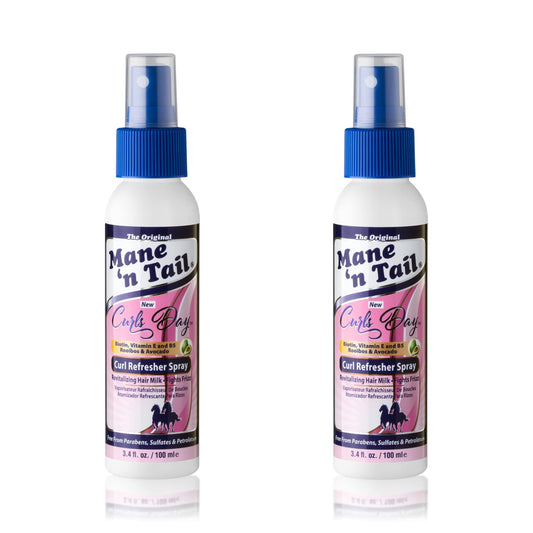 Mane 'n Tail Curls Day Curl Refresher Spray (2 Pack) - 3.4 Oz Each, Lightweight Mist to Revitalize, Detangle & Reactivate Curls, Coils, & Waves