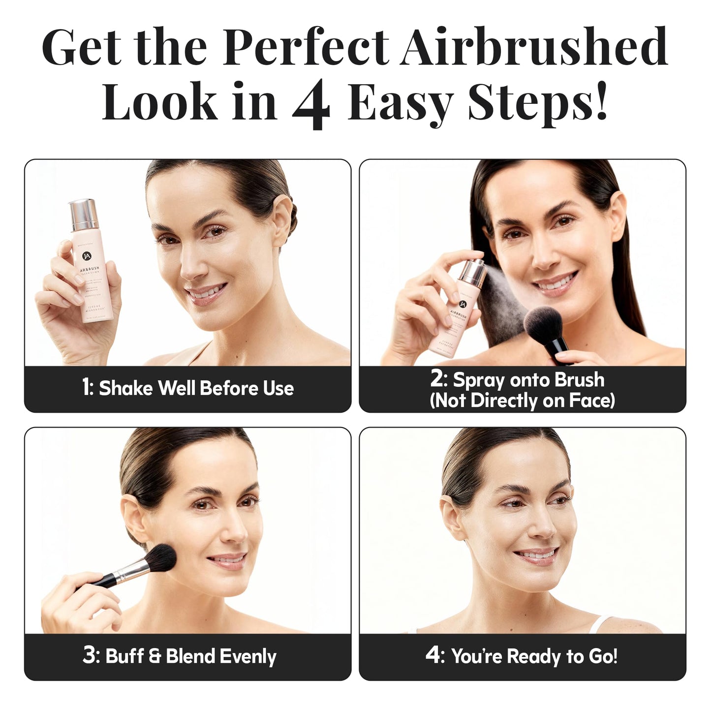 Jerome Alexander MagicMinerals AirBrush Foundation - 2 Piece Set with Airbrush Foundation and Kabuki Brush - Spray Makeup with Anti-aging Ingredients