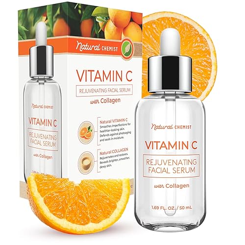 Natural Chemist Vitamin C Serum With Collagen - Dermatologist Tested, Skin Brightening, Anti-Aging, Acne Treatment, Fades Dark Spots, Cruelty Free