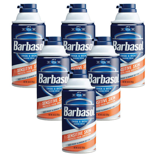 Barbasol Sensitive Skin Thick and Rich Shaving Cream for Men, 10 oz., Pack of 6 Beauty and Personal Care Barbasol