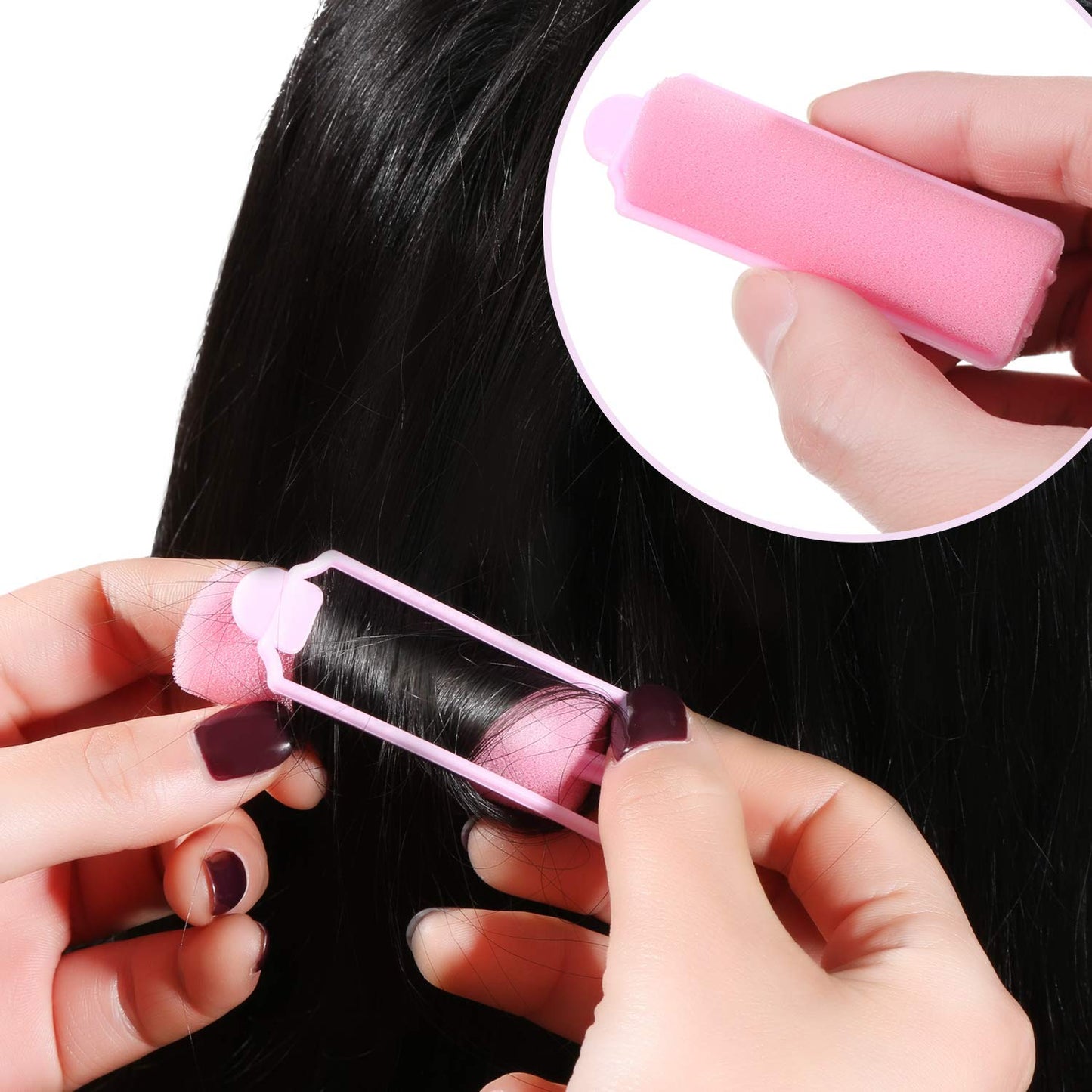 Zhehao 36 Pcs Sponge Hair Rollers Small Pink Foam Heatless Curls Rollers for Short Long Hair Flexible Sleeping Hairdressing Curler for Women Hair