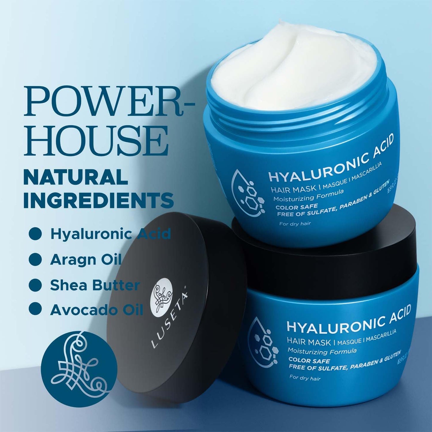 Luseta Hyaluronic Acid Intense Moisture Hair Mask Hydrate Dry Hair Enhance manageability for Men & Women 16.9oz