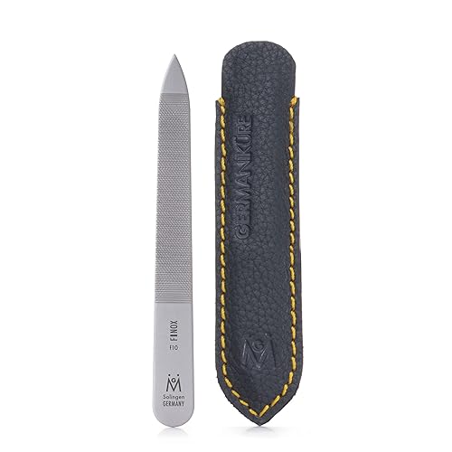 GERMANIKURE Travel Triple Cut Metal Nail File, Ethically Made in Solingen Germany, FINOX Stainless Steel, Double Sided, 9cm