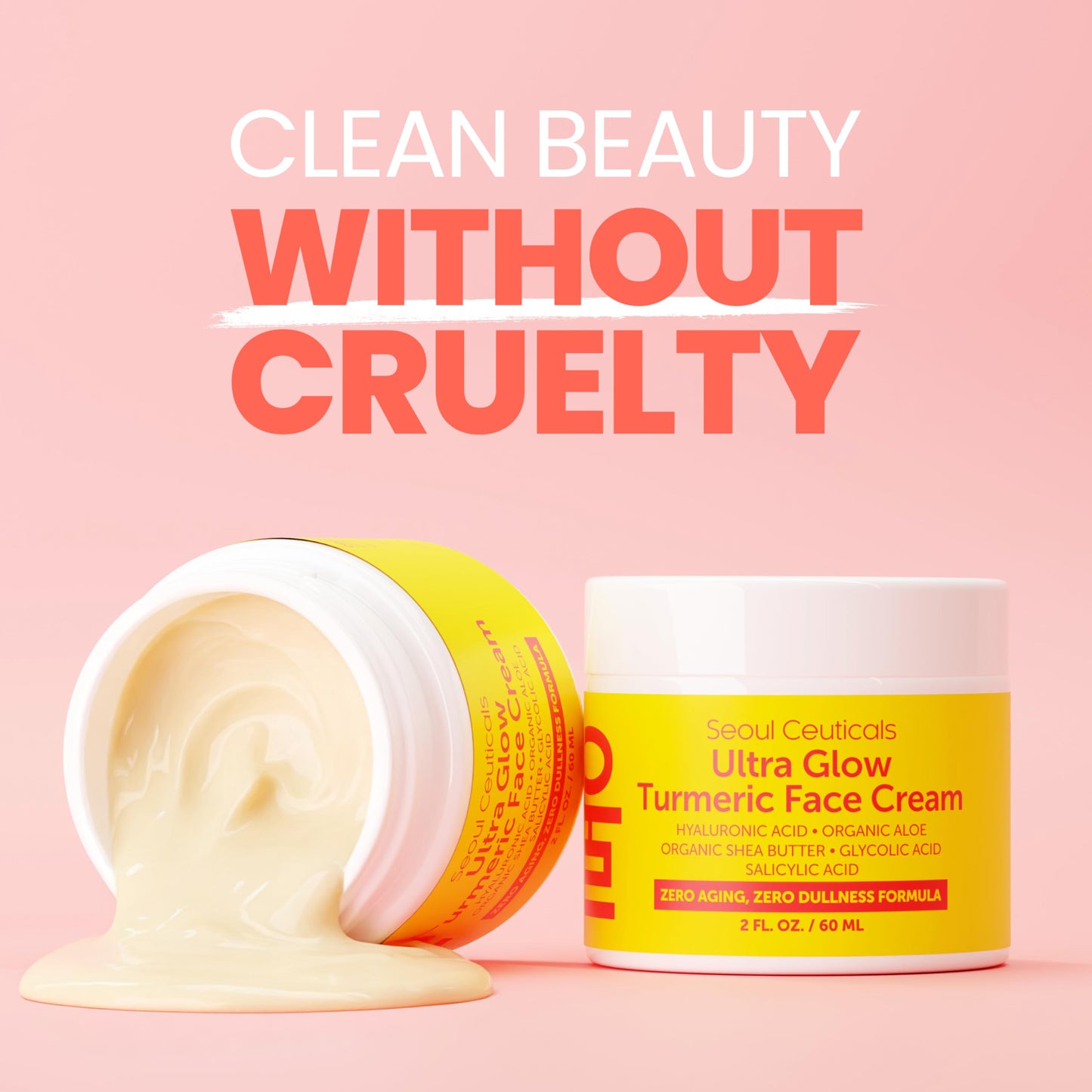SeoulCeuticals Korean Skin Care Turmeric Cream - Face Moisturizer for Dull Dry Skin - Korean Skincare K Beauty for Glass Skin 2oz