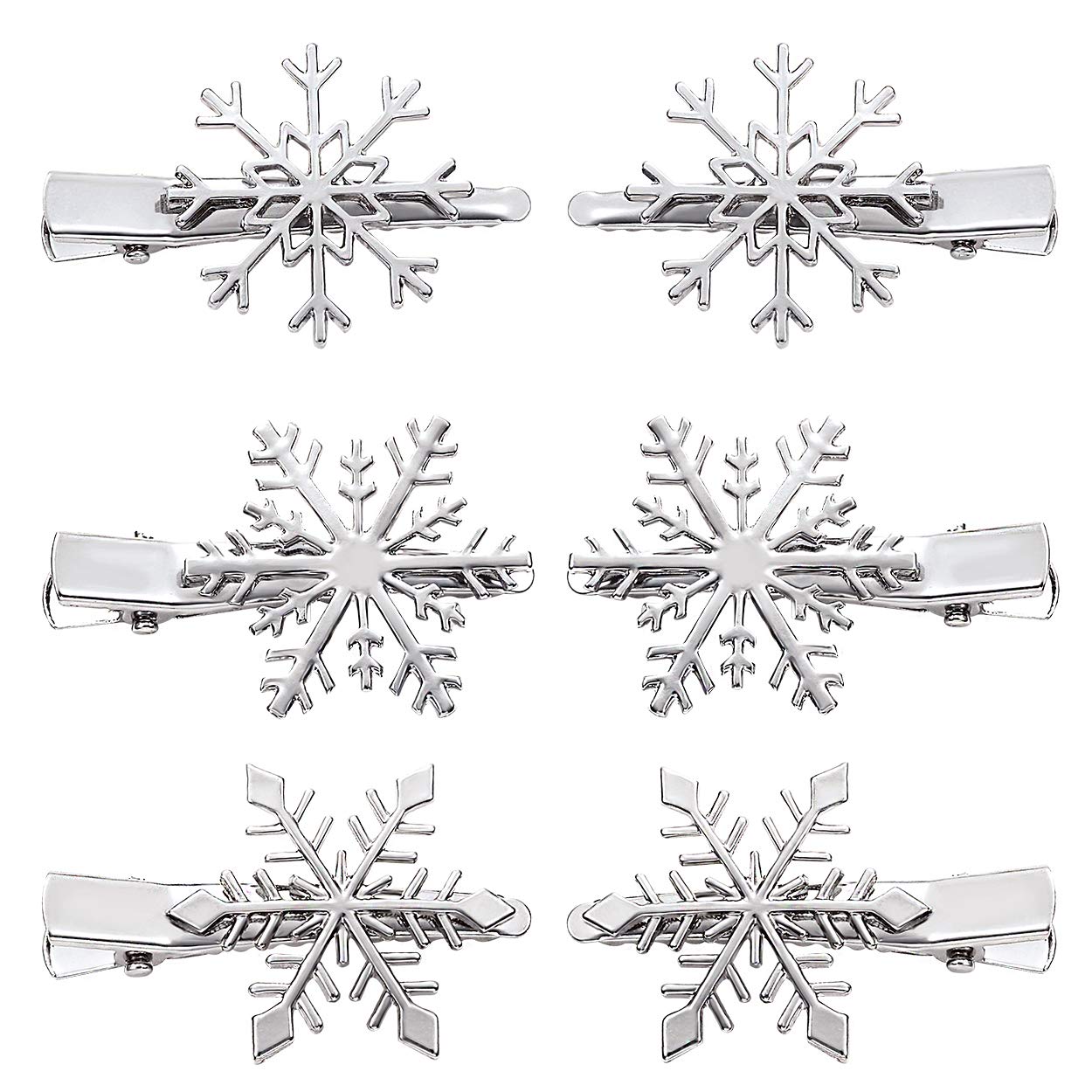 NVENF 6PCS Christmas Hair Clips for Women Holiday Rhinestone Snowflake Hair Clip Christmas Hair Accessories Festive Party Gifts (6PCS Snowflake A)