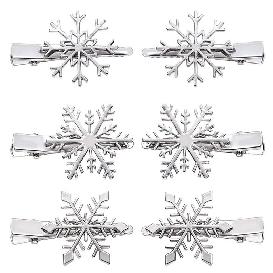 NVENF 6PCS Christmas Hair Clips for Women Holiday Rhinestone Snowflake Hair Clip Christmas Hair Accessories Festive Party Gifts (6PCS Snowflake A)