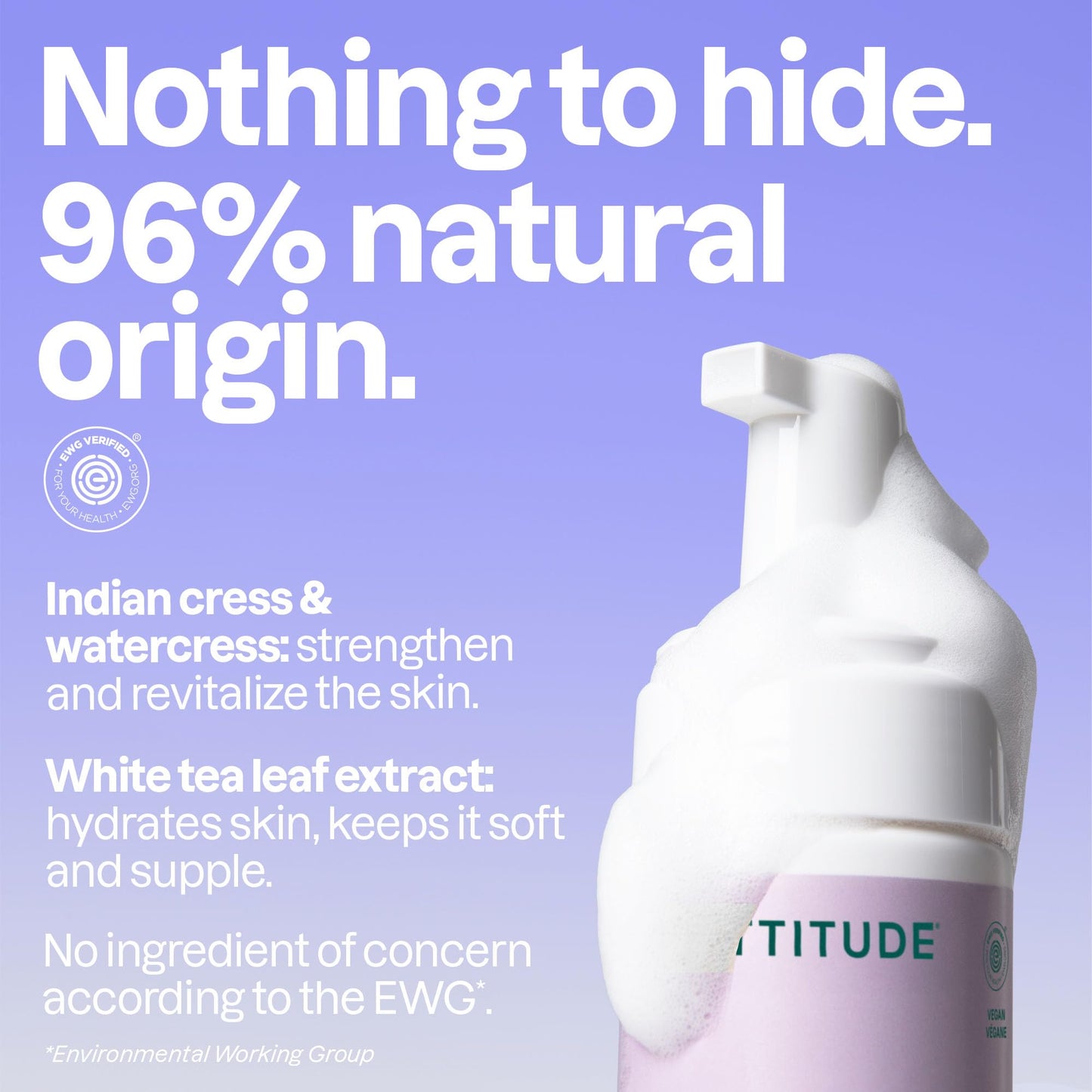 ATTITUDE Micellar Foaming Facial Cleanser, EWG Verified, Dermatologically Tested, Plant and Mineral-Based, Vegan, Coconut & Wildberries Scent, 5 Fl Oz