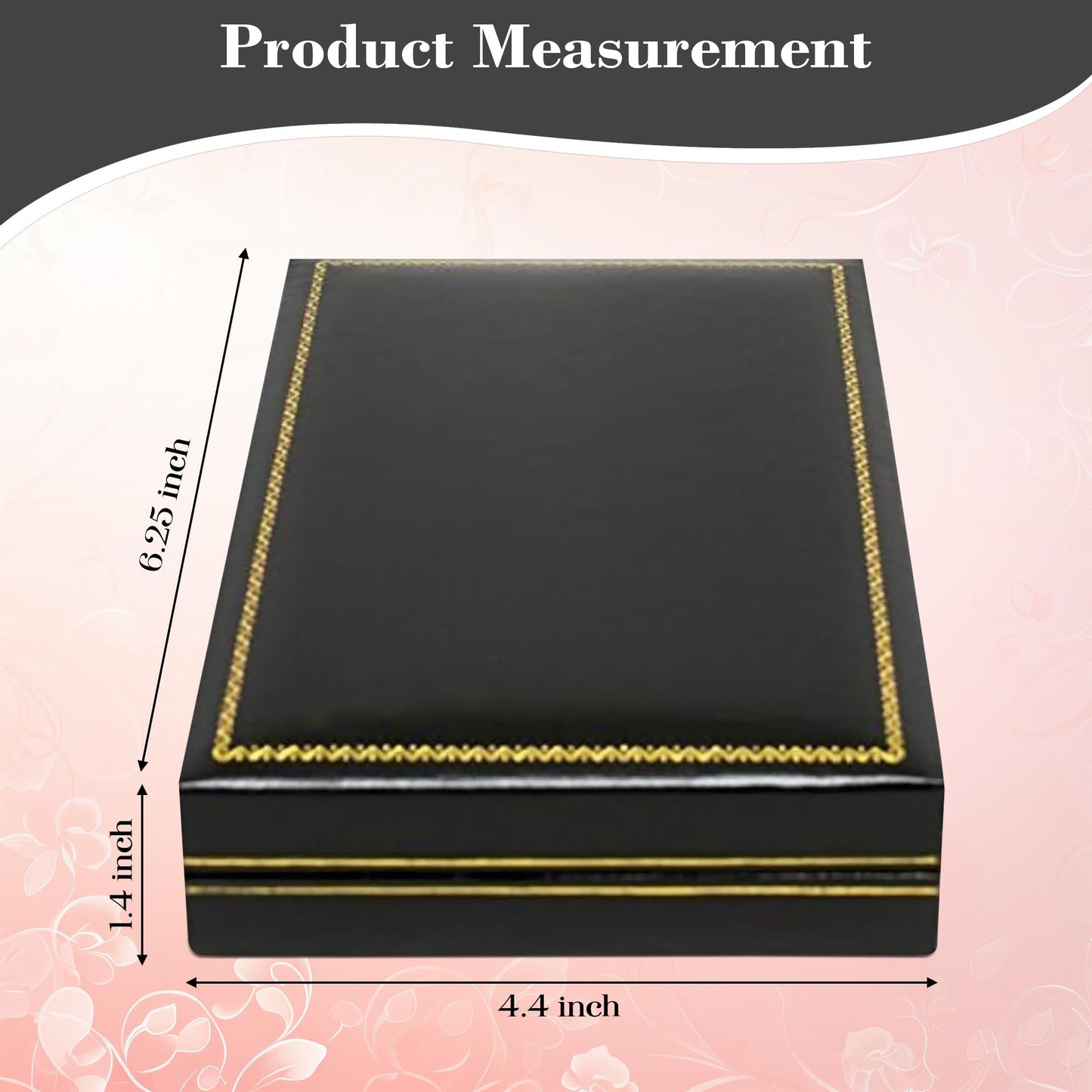 Novel Box Black Jewelry Box for Necklace 4.4x6.25x1.4 Inch - Faux Leatherette Jewelry Display Gift Boxes - Soft Velvet Interior Necklace/Pendant…