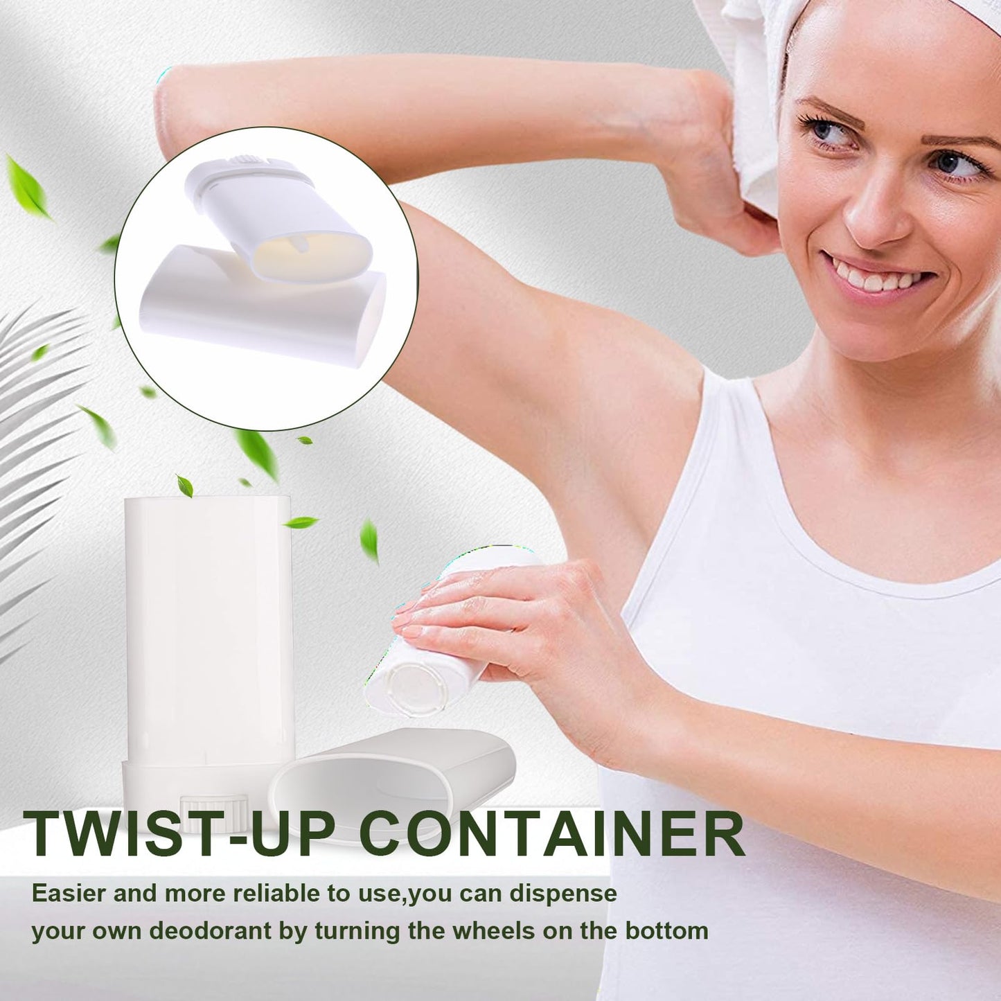 10 Pack 15ml Empty Plastic Tubes Oval Twist-Up Deodorant & Lip Balm ContainersWhite DIY Tubes for Homemade, Crayon Holder (0.5 Oz)