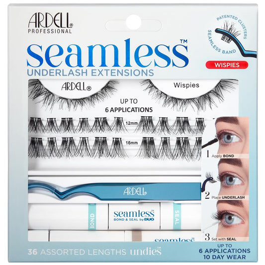 Ardell Seamless Eyelash Extension Kit, Wispies - Customizable DIY Lash Clusters, Includes Bond & Seal and Applicator for Long-Lasting Natural Lashes