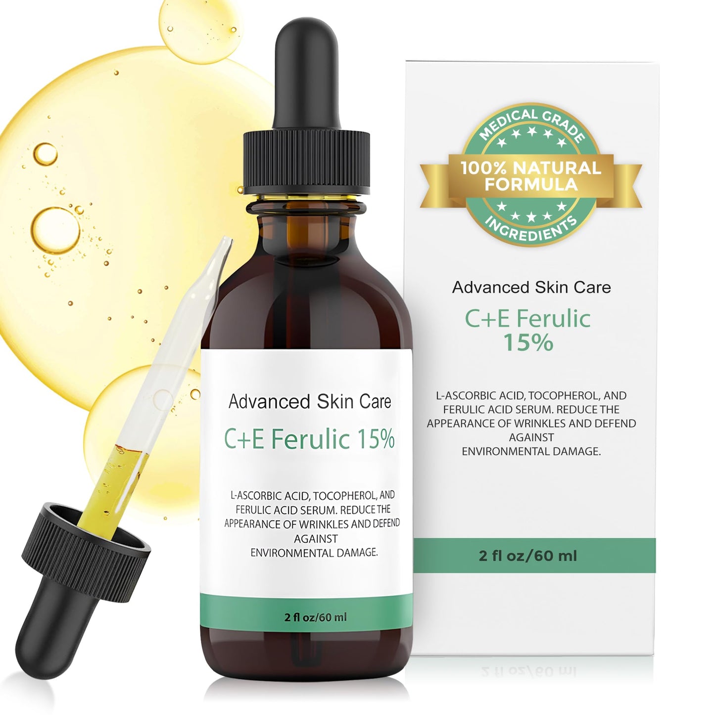 Advanced Skin Care Advanced skin care 15% Vitamin CE serum (Compare to Leading Skin CE Serum) with Ferulic Acid 2.oz 2 Fl Oz (Pack of 1)