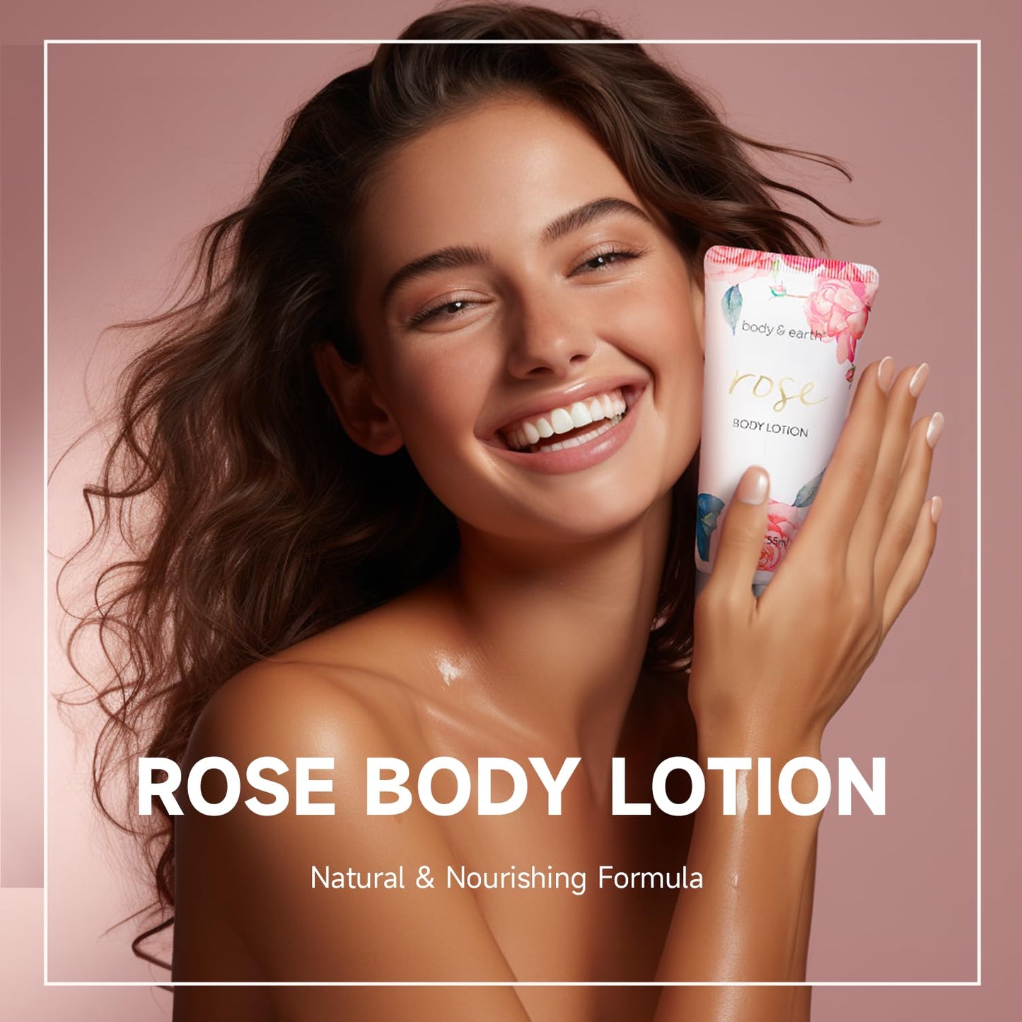 Bath and Body Gift Set for Women, Body & Earth 5 Pcs Rose Spa Gifts for Women, Self Care Kit, Lotion Set for Her, Birthday, Mothers Day Presents