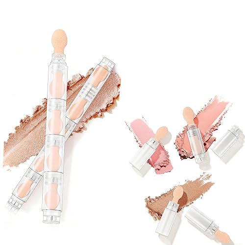 Calyuna Dual-Ended Cream Eyeshadow Stick with Blending Sponge, Matte & Shimmer, Waterproof, Long Lasting, 5 Sections, 2 Pack