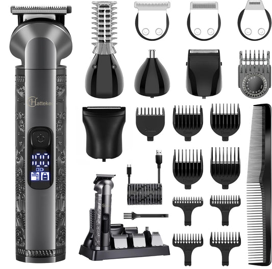 Hatteker 8-in-1 Multi-Functional Grooming Kit for Men Beard Trimmer for Men Hair Clipper Precision TrimmerNose Ear Trimmer Body Groomer Zero-Gap Beauty and Personal Care Hatteker