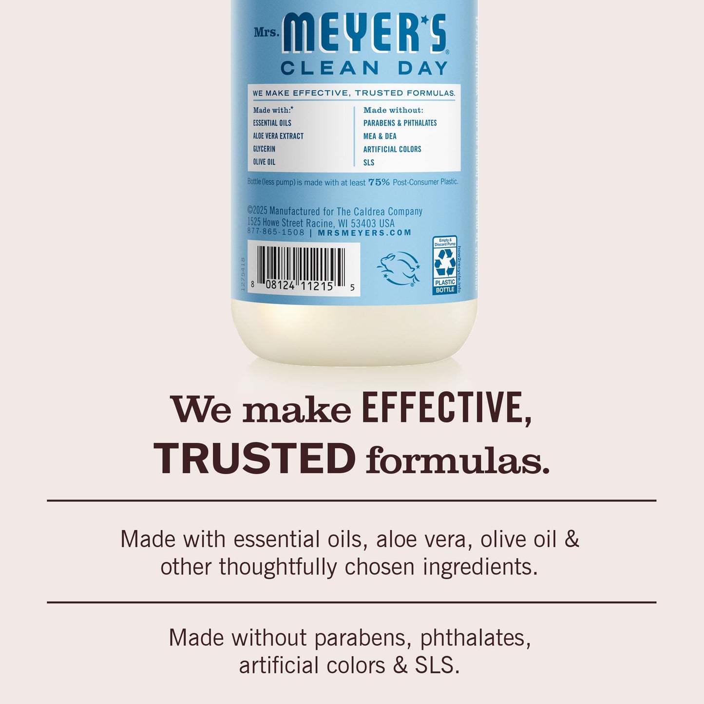 MRS. MEYER'S CLEAN DAY Hand Soap, Rain Water Scent, 12.5 Fl Oz Bottle