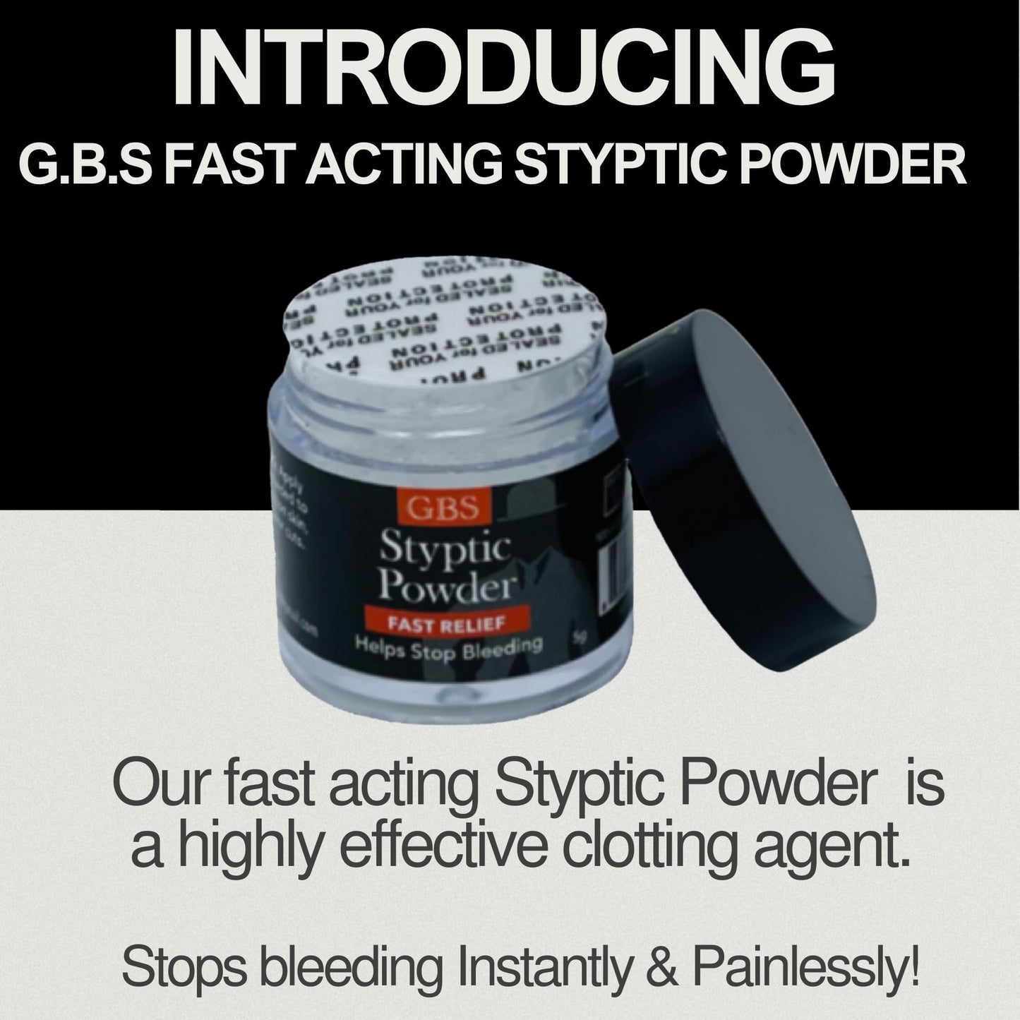 G.B.S Styptic Powder Vials with Sealed Top Stop Bleeding, First Aid Useful for Minor Cuts, Nosebleeds, Camping Safety Survival Kit (.18 oz) (6)
