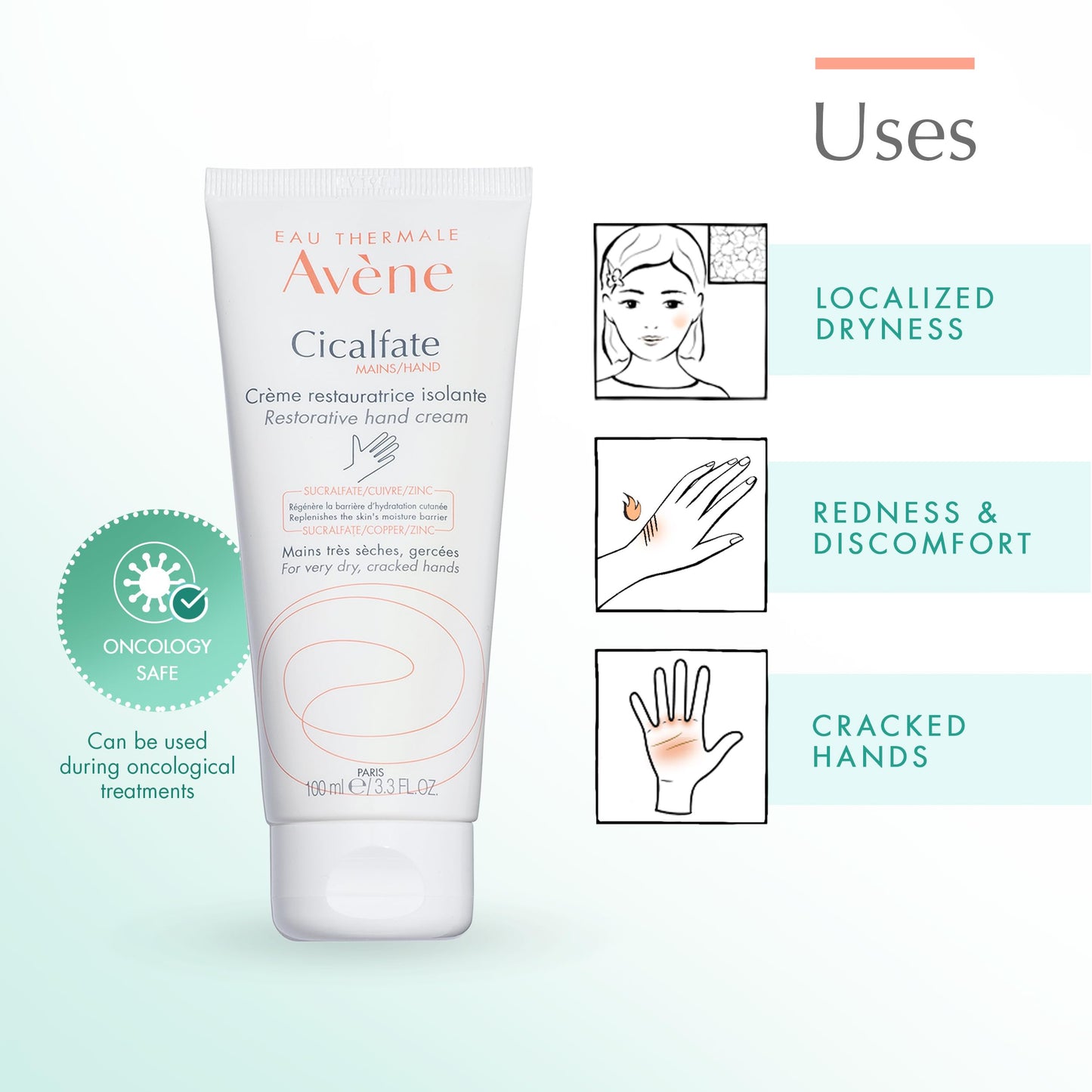 Avène Cicalfate Hand Cream, Intense Nourishing Lotion for Dry Cracked Hands, 3.3 Oz