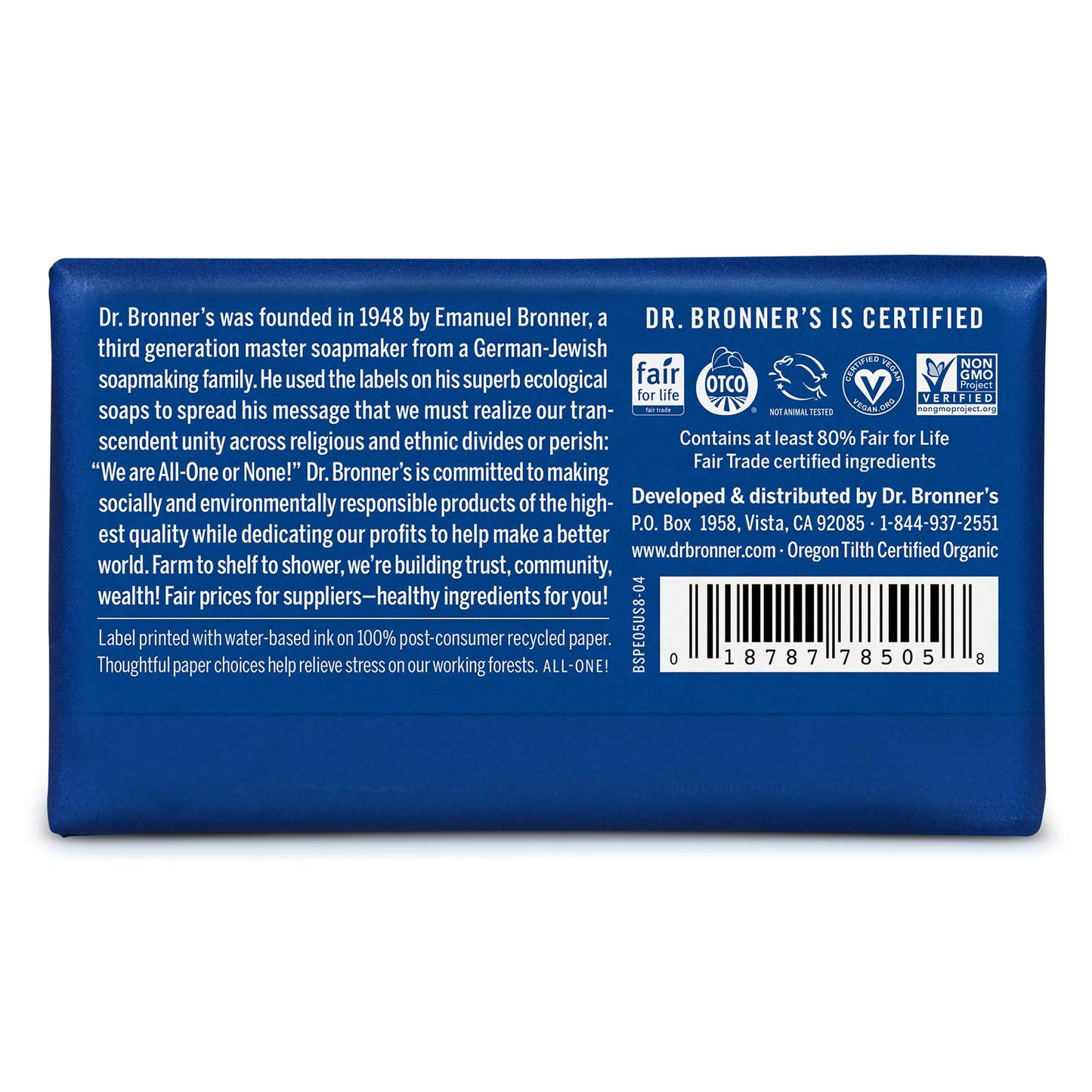 Dr. Bronner’s - Pure-Castile Bar Soap (Peppermint, 5 ounce, 8-Pack) - Made with Organic Oils, For Face, Body and Hair, Gentle and Moisturizing