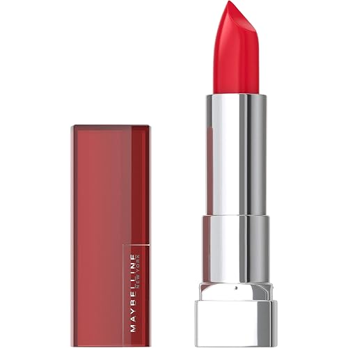 Maybelline Color Sensational Lipstick, Lip Makeup, Cream Finish, Hydrating Lipstick, Nude, Pink, Red, Plum Lip Color, Red Revolution, 0.15 oz;