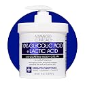 Advanced Clinicals 10% Glycolic Acid + Lactic Acid Lotion Exfoliant Moisturizing Cream With Hyaluronic Acid Moisturizer | AHA Exfoliating Body Cream