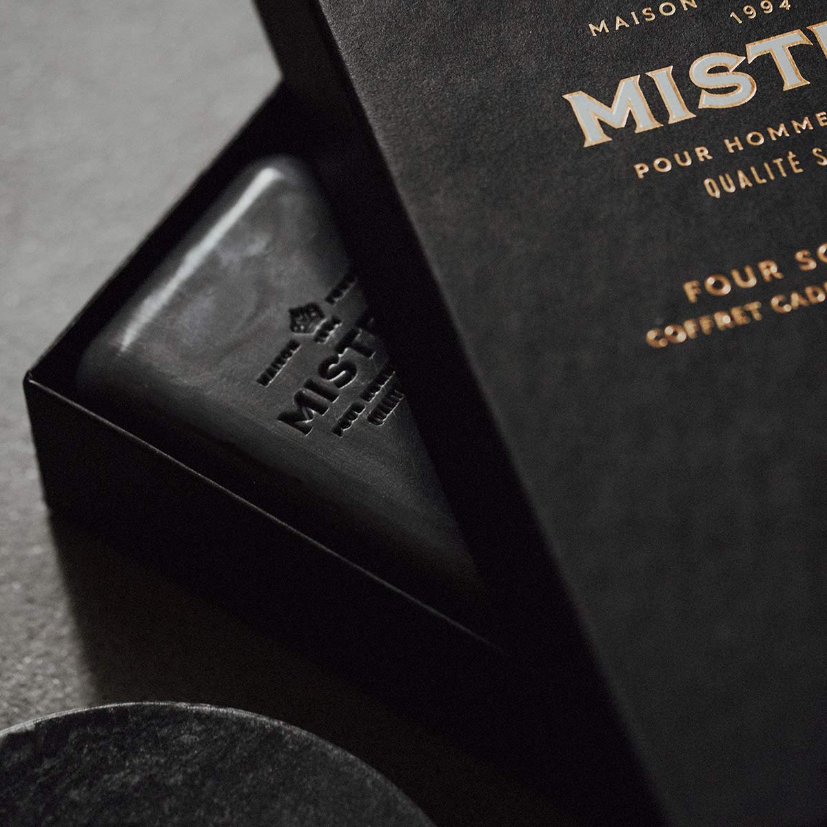 Mistral Men’s Luxury Bar Soap for Men | Gift Set (4 x 8.8 oz) - Cypress Oak, Cedarwood Marine, Teak Wood, Black Amber | Moisturizing, Triple-Milled