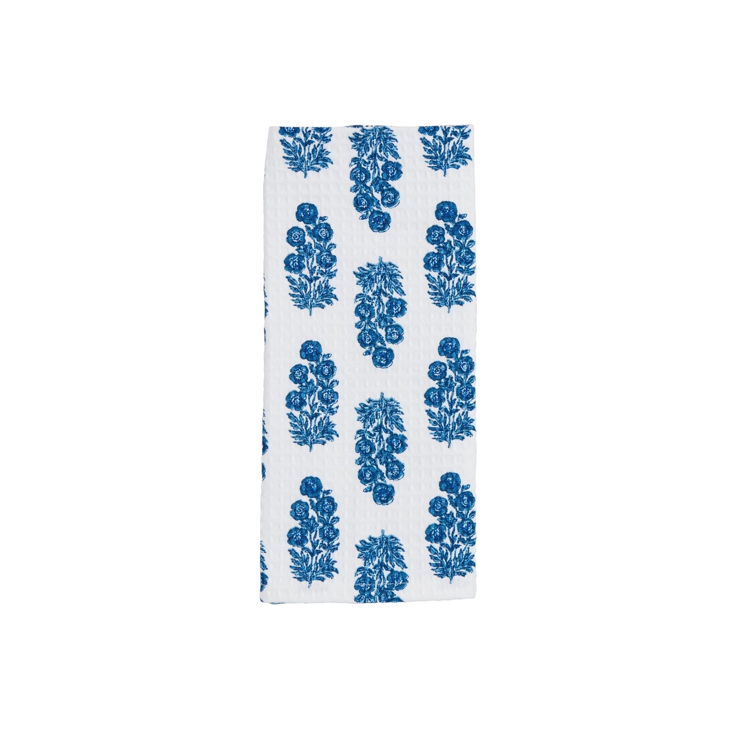 Mud Pie Dianthus Blue Block Towel; 26" x 16 1/2"