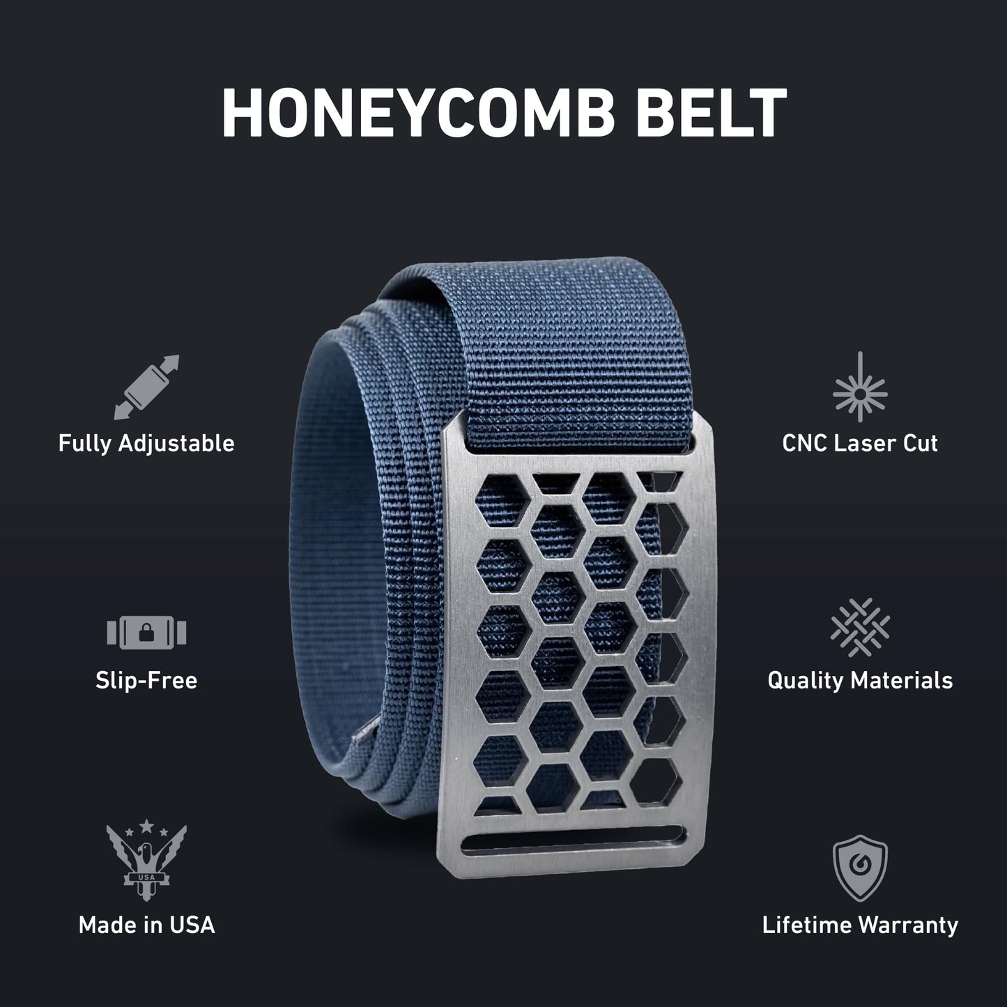 GRIP6 Honeycomb Belt: Durable Belts for Men & Women, Versatile Nylon Tactical Belt for Work, Golf, Casual & Outdoor Use