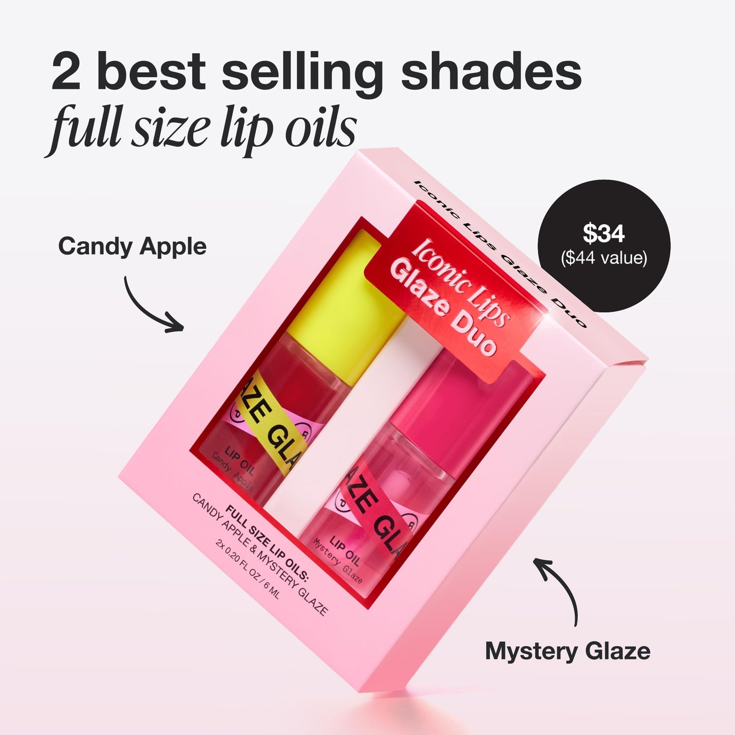 INNBEAUTY Project Iconic Lips Glaze Duo, Hydrating Vegan Lip Oil Gloss Hybrid, x2 0.2 OZ