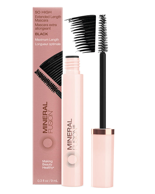 Mineral Fusion So High Extended Length Mascara (Black) - Lengthening Formula For Look of Long, Lush Lashes - Hypoallergenic With Kaolin Clay for Long