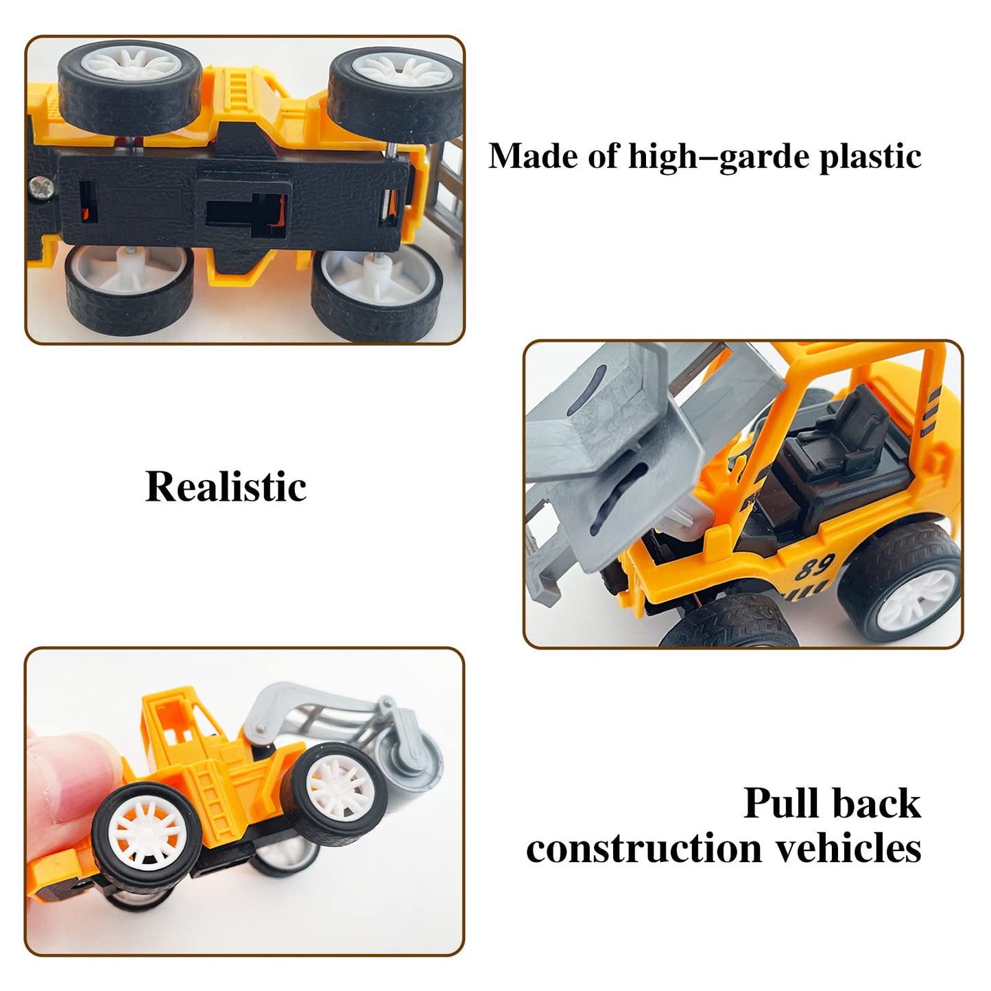 Juuxncgv 24PCS Mini Construction Vehicles – Pull Back Engineering Cars, Play Figures & Small Construction Toys for Kids Party Favors & Gifts