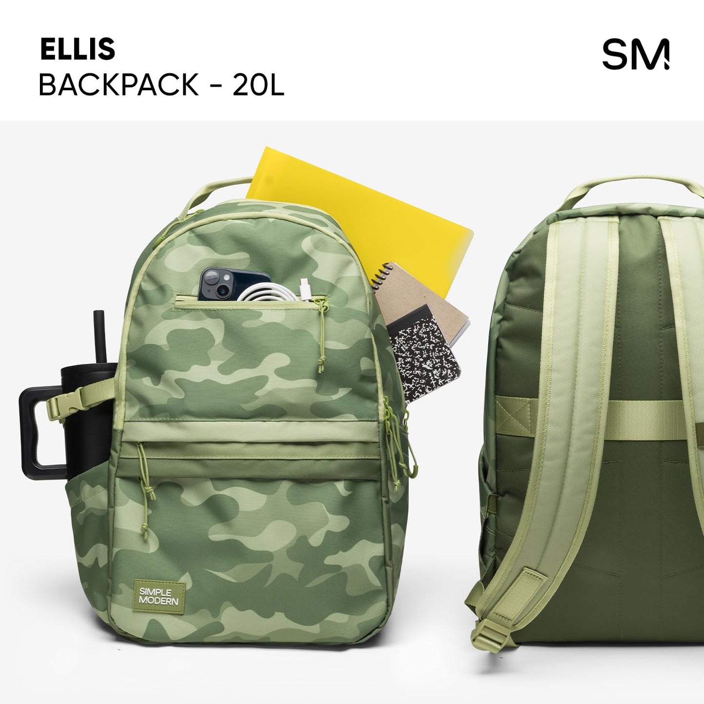 Simple Modern Ellis Backpack for School | Medium 20L Elementary Middle and High School Bookbag for Kids and Teens | Girls and Boys | Black and White Checkmate