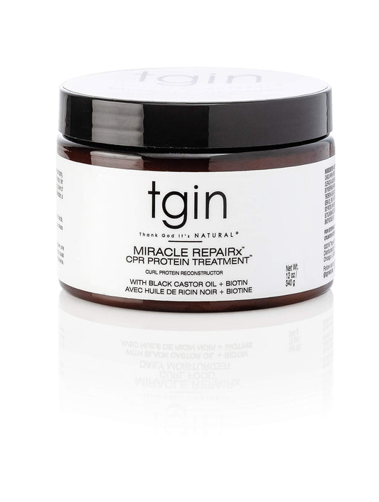 tgin Miracle RepaiRx Curl Protein Reconstructor for Curly, Coily, and Wavy Hair, with Biotin and Black Castor Oil, Nourishes and Restores Damaged
