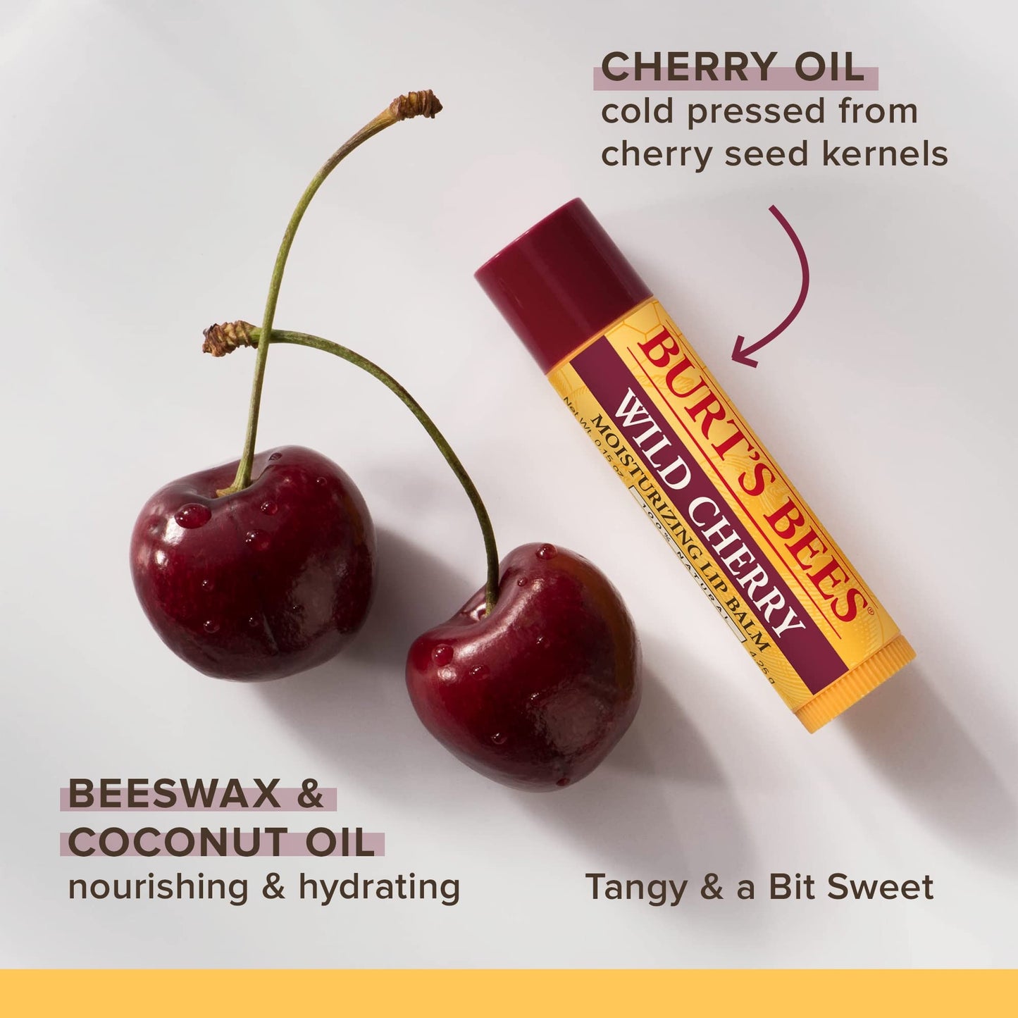 Burt's Bees Natural Lip Balm, Wild Cherry, 0.15 Ounces each (Value Pack of 6)